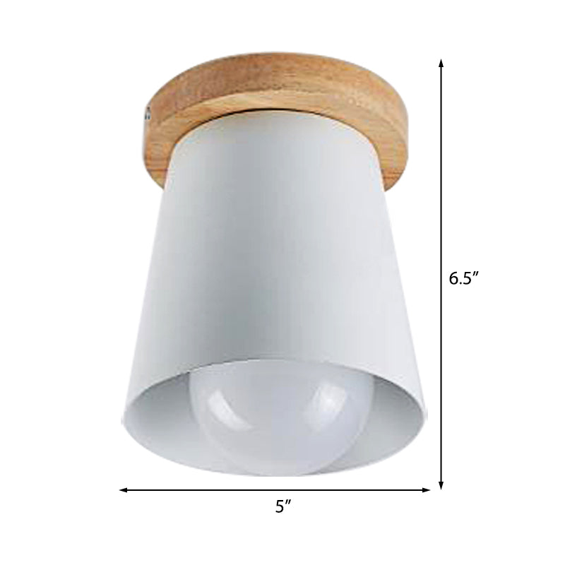 1 Bulb Gray/White/Green Conical Flush Mount Ceiling Light Metal Contemporary Ceiling Mounted Light for Bedroom Clearhalo 'Ceiling Lights' 'Close To Ceiling Lights' 'Close to ceiling' 'Flush mount' Lighting' 379331