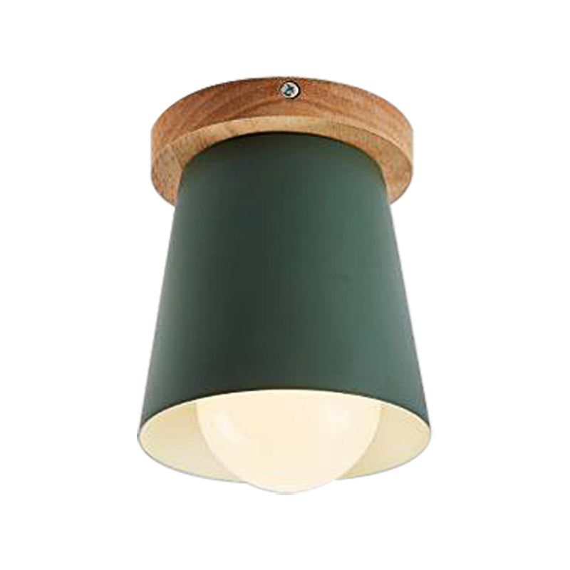 1 Bulb Gray/White/Green Conical Flush Mount Ceiling Light Metal Contemporary Ceiling Mounted Light for Bedroom Clearhalo 'Ceiling Lights' 'Close To Ceiling Lights' 'Close to ceiling' 'Flush mount' Lighting' 379333