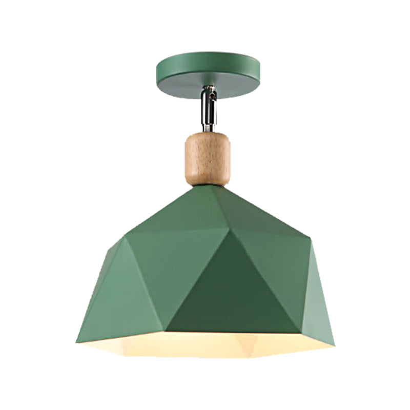 Metal Hexagon Ceiling Mount Light Adjustable Macaron 1 Head Gray/White/Green Semi Flush Mount Ceiling Light for Corridor Clearhalo 'Ceiling Lights' 'Close To Ceiling Lights' 'Close to ceiling' 'Semi-flushmount' Lighting' 379465