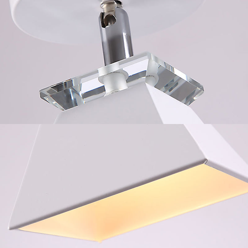 Pyramid Semi-Flush Mount Fixture Metal Modernist 1 Light Semi Flush Ceiling Light in Gray/White/Green Clearhalo 'Ceiling Lights' 'Close To Ceiling Lights' 'Close to ceiling' 'Semi-flushmount' Lighting' 379474