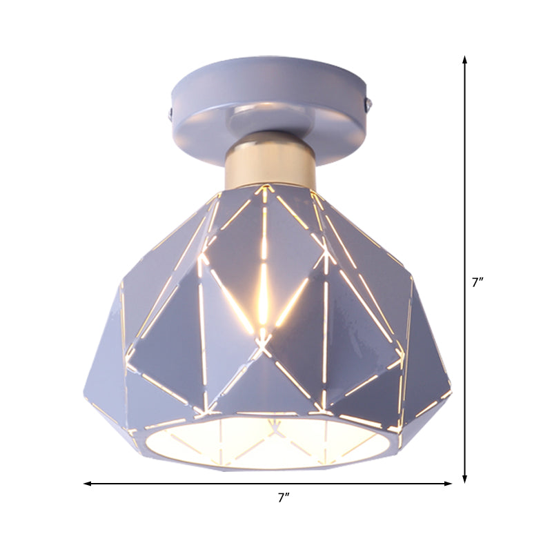 Metal Diamond Ceiling Flush Mount Light Nordic 1 Light Gray/Blue/Gold Flush Mount Light Fixture for Porch Clearhalo 'Ceiling Lights' 'Close To Ceiling Lights' 'Close to ceiling' 'Semi-flushmount' Lighting' 379480