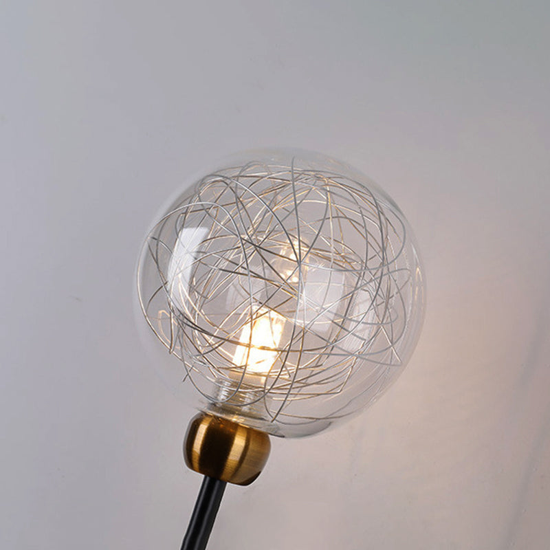 1/2 Lights Orb Wall Light Fixture Vintage Clear Glass Shade Wall Sconce Lighting in Black/Gold Clearhalo 'Cast Iron' 'Glass' 'Industrial' 'Modern wall lights' 'Modern' 'Tiffany' 'Traditional wall lights' 'Vanity Lights' 'Wall Lights' Lighting' 379594