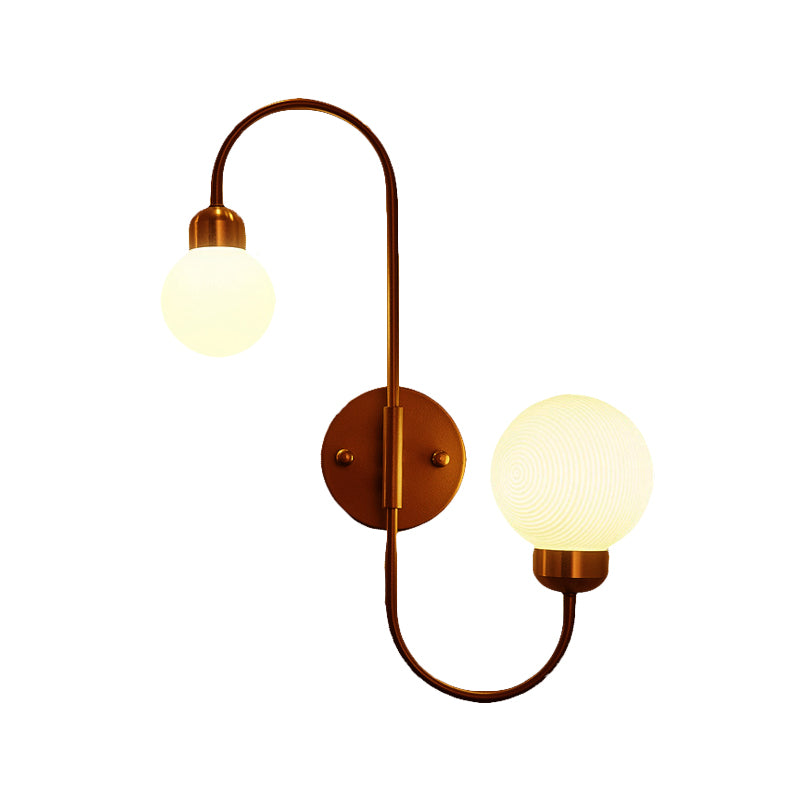 2 Heads Spherical Wall Sconce Modern White Glass Wall Mounted Light for Living Room Clearhalo 'Cast Iron' 'Glass' 'Industrial' 'Modern wall lights' 'Modern' 'Tiffany' 'Traditional wall lights' 'Vanity Lights' 'Wall Lights' Lighting' 379600