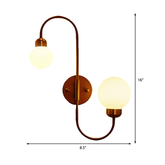 2 Heads Spherical Wall Sconce Modern White Glass Wall Mounted Light for Living Room Clearhalo 'Cast Iron' 'Glass' 'Industrial' 'Modern wall lights' 'Modern' 'Tiffany' 'Traditional wall lights' 'Vanity Lights' 'Wall Lights' Lighting' 379601