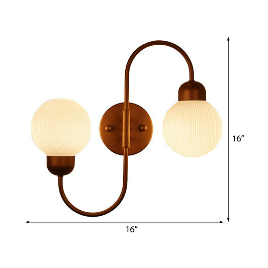 2 Heads Spherical Wall Sconce Modern White Glass Wall Mounted Light for Living Room Clearhalo 'Cast Iron' 'Glass' 'Industrial' 'Modern wall lights' 'Modern' 'Tiffany' 'Traditional wall lights' 'Vanity Lights' 'Wall Lights' Lighting' 379605
