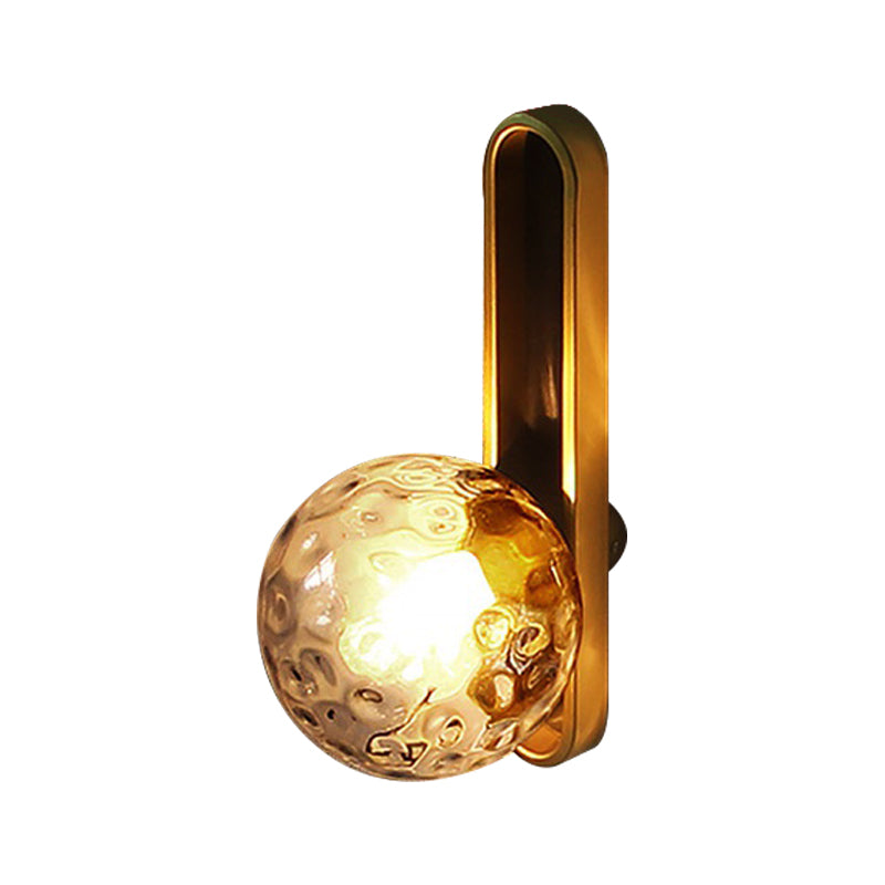 Mid Century Modern Orb Wall Light Clear/Cream Glass Single Light Mini Wall Mount Lighting in Brass Clearhalo 'Cast Iron' 'Glass' 'Industrial' 'Modern wall lights' 'Modern' 'Tiffany' 'Traditional wall lights' 'Wall Lamps & Sconces' 'Wall Lights' Lighting' 379611