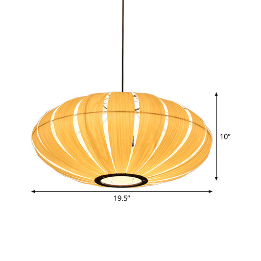 Japanese Lantern Pendant Chandelier Wood 3 Heads Suspended Lighting Fixture in Beige Clearhalo 'Ceiling Lights' 'Chandeliers' Lighting' options 379661