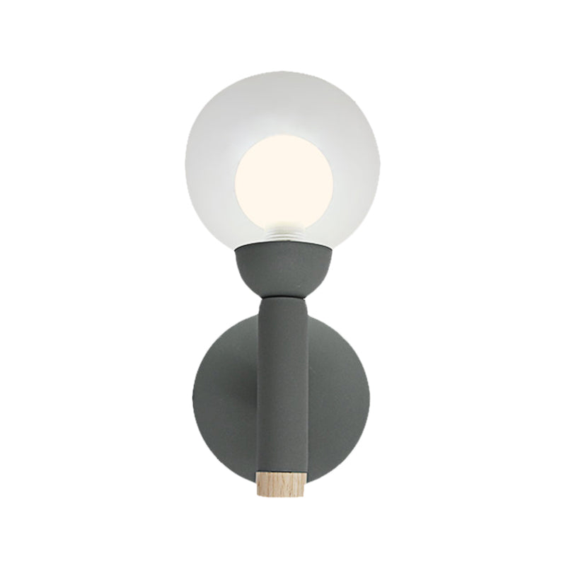 Macaron Style Torch Wall Sconce Clear Glass 1 Light Mini Wall Light in Green/Grey/White Clearhalo 'Cast Iron' 'Glass' 'Industrial' 'Modern wall lights' 'Modern' 'Tiffany' 'Traditional wall lights' 'Vanity Lights' 'Wall Lights' Lighting' 379728