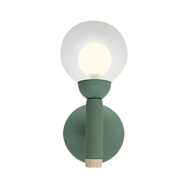 Macaron Style Torch Wall Sconce Clear Glass 1 Light Mini Wall Light in Green/Grey/White Clearhalo 'Cast Iron' 'Glass' 'Industrial' 'Modern wall lights' 'Modern' 'Tiffany' 'Traditional wall lights' 'Vanity Lights' 'Wall Lights' Lighting' 379733