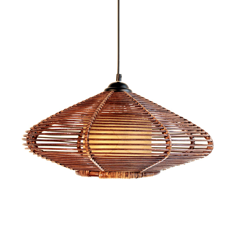 1 Head Tearoom Pendant Lighting Asia Brown Ceiling Hanging Light with Jar Bamboo Shade Clearhalo 'Ceiling Lights' 'Pendant Lights' 'Pendants' Lighting' 379776