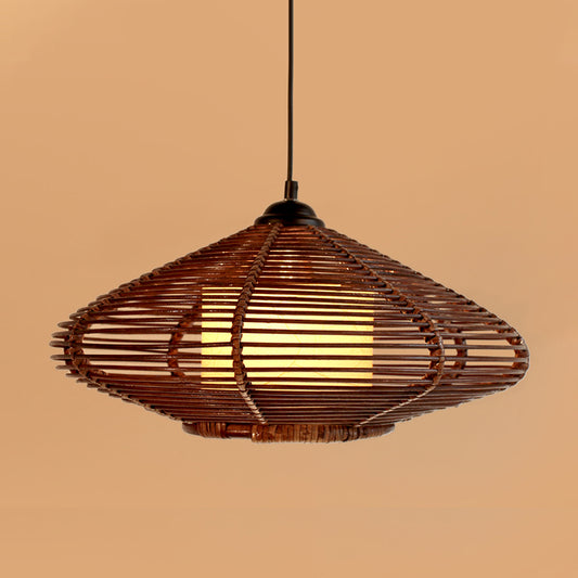 1 Head Tearoom Pendant Lighting Asia Brown Ceiling Hanging Light with Jar Bamboo Shade Clearhalo 'Ceiling Lights' 'Pendant Lights' 'Pendants' Lighting' 379777