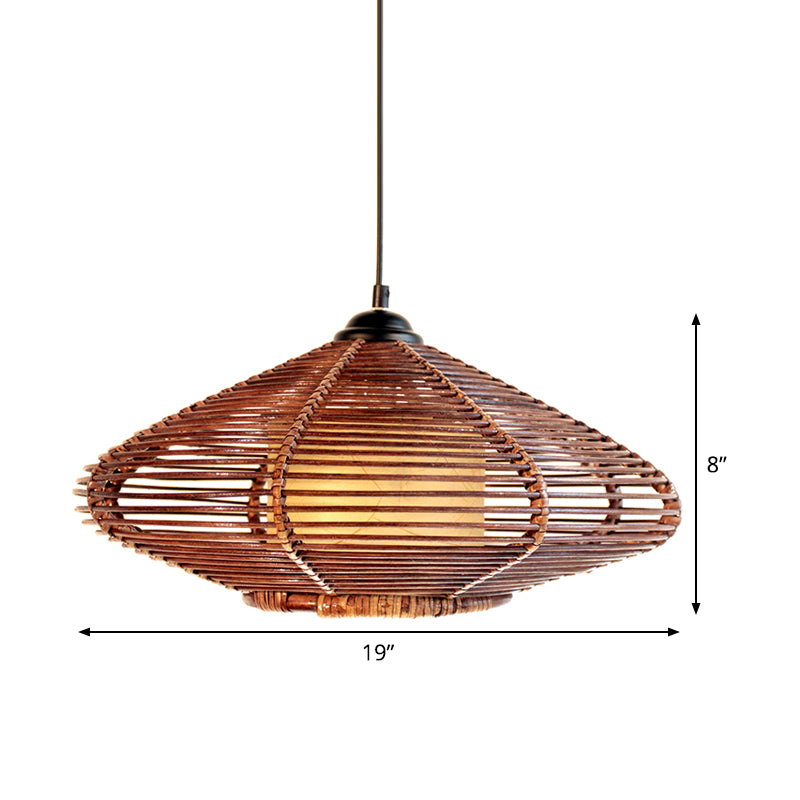 1 Head Tearoom Pendant Lighting Asia Brown Ceiling Hanging Light with Jar Bamboo Shade Clearhalo 'Ceiling Lights' 'Pendant Lights' 'Pendants' Lighting' 379778