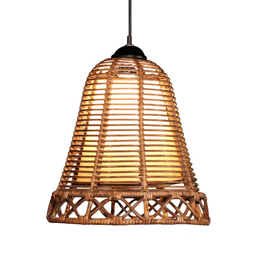 Japanese Trumpet Pendant Lighting Bamboo 1 Bulb Ceiling Suspension Lamp in Khaki Clearhalo 'Ceiling Lights' 'Pendant Lights' 'Pendants' Lighting' 379781