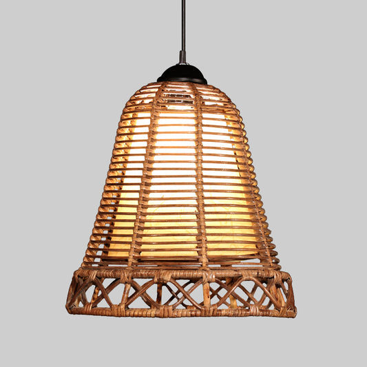 Japanese Trumpet Pendant Lighting Bamboo 1 Bulb Ceiling Suspension Lamp in Khaki Clearhalo 'Ceiling Lights' 'Pendant Lights' 'Pendants' Lighting' 379782