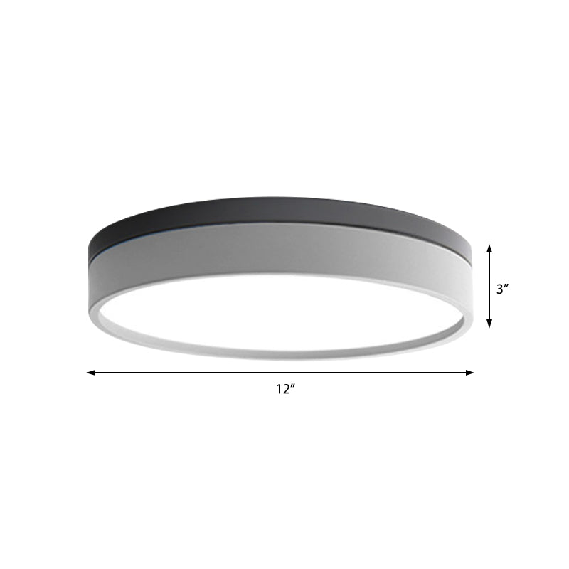 Nordic Tambour Iron Flush Mount 12/16/19.5 Inch Dia LED Ceiling Lighting Fixture in White Light, White/Pink/Yellow Clearhalo 'Ceiling Lights' 'Close To Ceiling Lights' 'Close to ceiling' 'Flush mount' Lighting' 379844