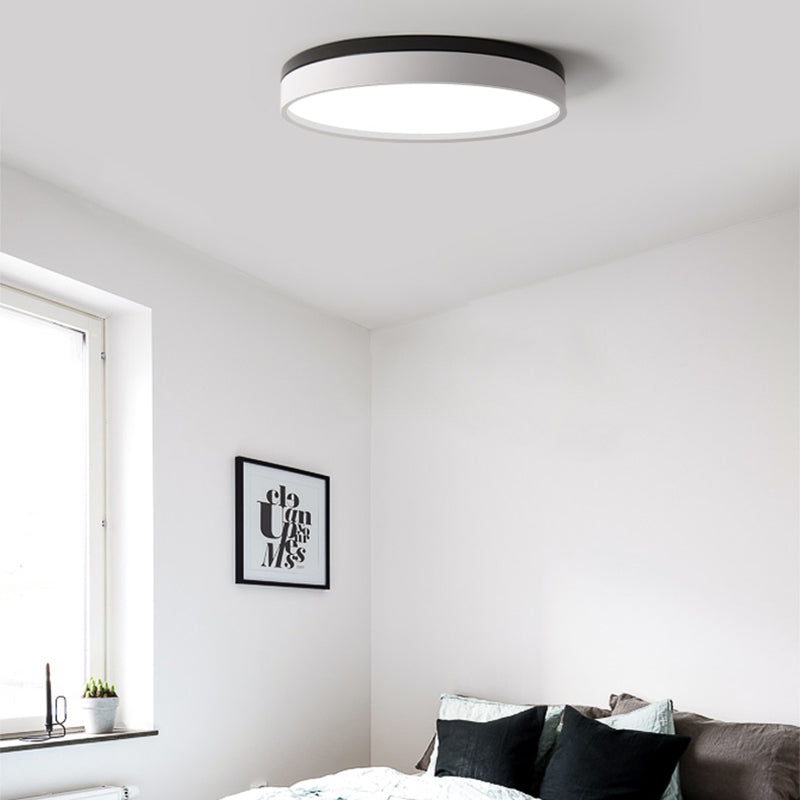 Nordic Tambour Iron Flush Mount 12/16/19.5 Inch Dia LED Ceiling Lighting Fixture in White Light, White/Pink/Yellow Clearhalo 'Ceiling Lights' 'Close To Ceiling Lights' 'Close to ceiling' 'Flush mount' Lighting' 379846