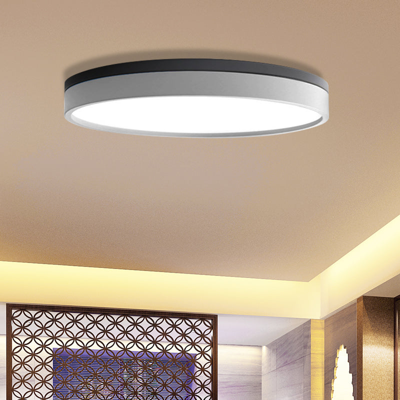 Nordic Tambour Iron Flush Mount 12/16/19.5 Inch Dia LED Ceiling Lighting Fixture in White Light, White/Pink/Yellow White 19.5" White Clearhalo 'Ceiling Lights' 'Close To Ceiling Lights' 'Close to ceiling' 'Flush mount' Lighting' 379849