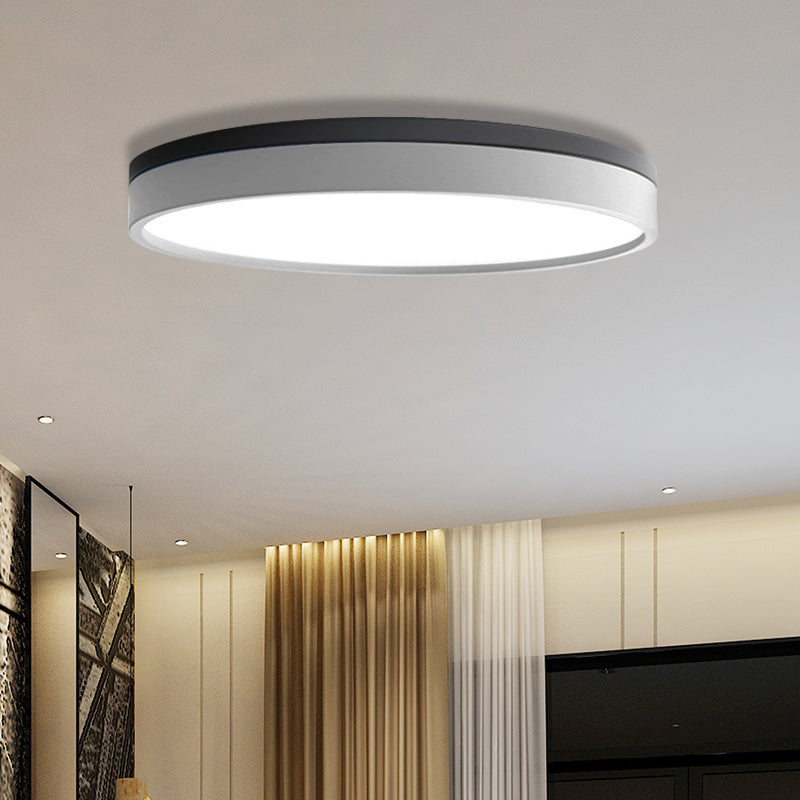 Nordic Tambour Iron Flush Mount 12/16/19.5 Inch Dia LED Ceiling Lighting Fixture in White Light, White/Pink/Yellow White 23.5" White Clearhalo 'Ceiling Lights' 'Close To Ceiling Lights' 'Close to ceiling' 'Flush mount' Lighting' 379853