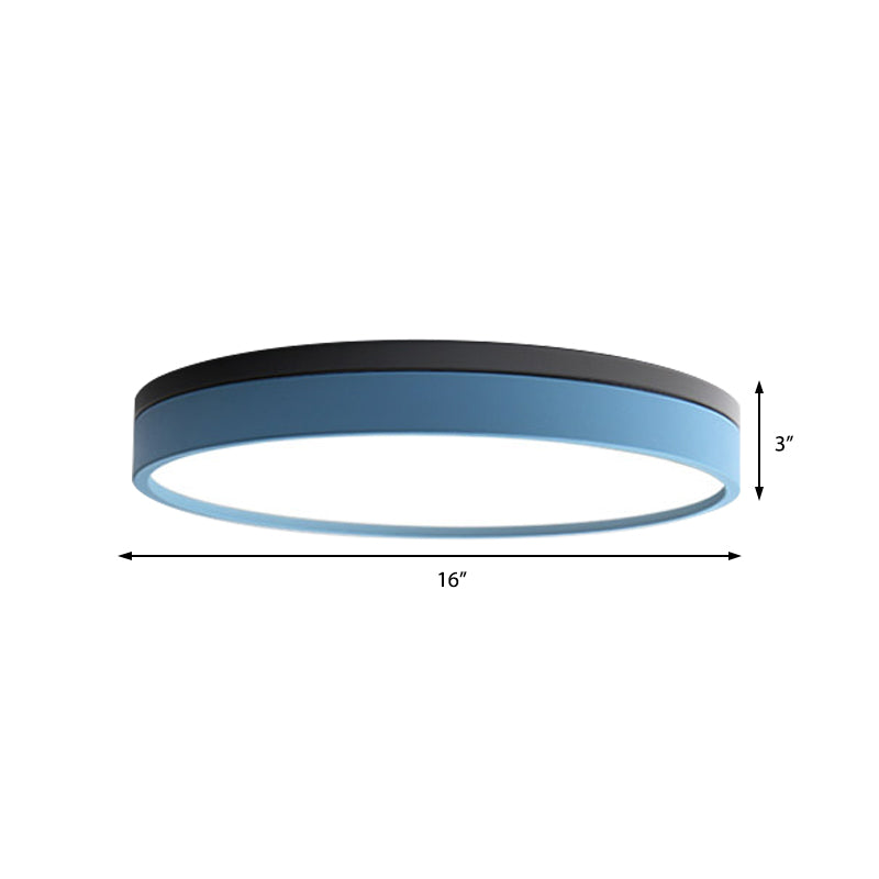 Nordic Tambour Iron Flush Mount 12/16/19.5 Inch Dia LED Ceiling Lighting Fixture in White Light, White/Pink/Yellow Clearhalo 'Ceiling Lights' 'Close To Ceiling Lights' 'Close to ceiling' 'Flush mount' Lighting' 379863