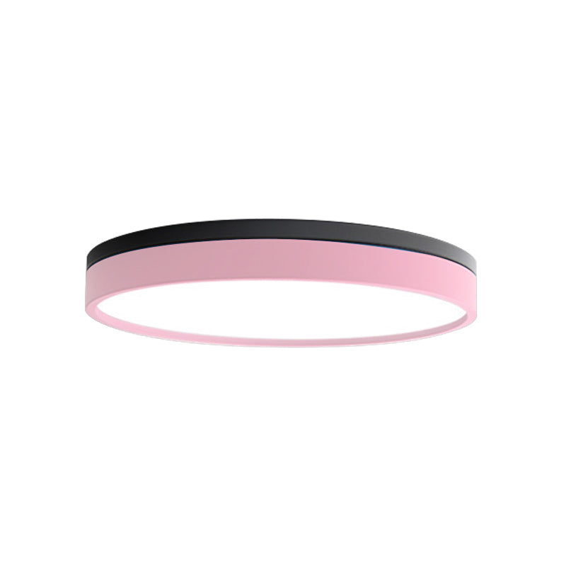 Nordic Tambour Iron Flush Mount 12/16/19.5 Inch Dia LED Ceiling Lighting Fixture in White Light, White/Pink/Yellow Clearhalo 'Ceiling Lights' 'Close To Ceiling Lights' 'Close to ceiling' 'Flush mount' Lighting' 379877