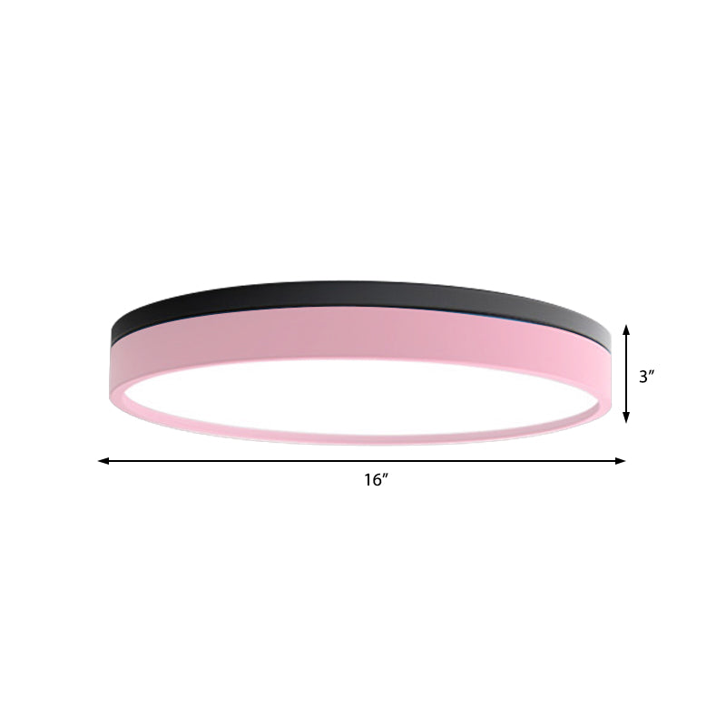 Nordic Tambour Iron Flush Mount 12/16/19.5 Inch Dia LED Ceiling Lighting Fixture in White Light, White/Pink/Yellow Clearhalo 'Ceiling Lights' 'Close To Ceiling Lights' 'Close to ceiling' 'Flush mount' Lighting' 379878