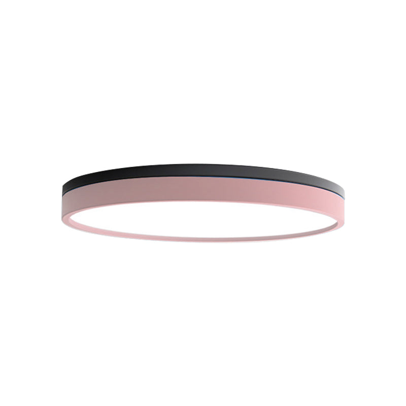 Nordic Tambour Iron Flush Mount 12/16/19.5 Inch Dia LED Ceiling Lighting Fixture in White Light, White/Pink/Yellow Clearhalo 'Ceiling Lights' 'Close To Ceiling Lights' 'Close to ceiling' 'Flush mount' Lighting' 379881