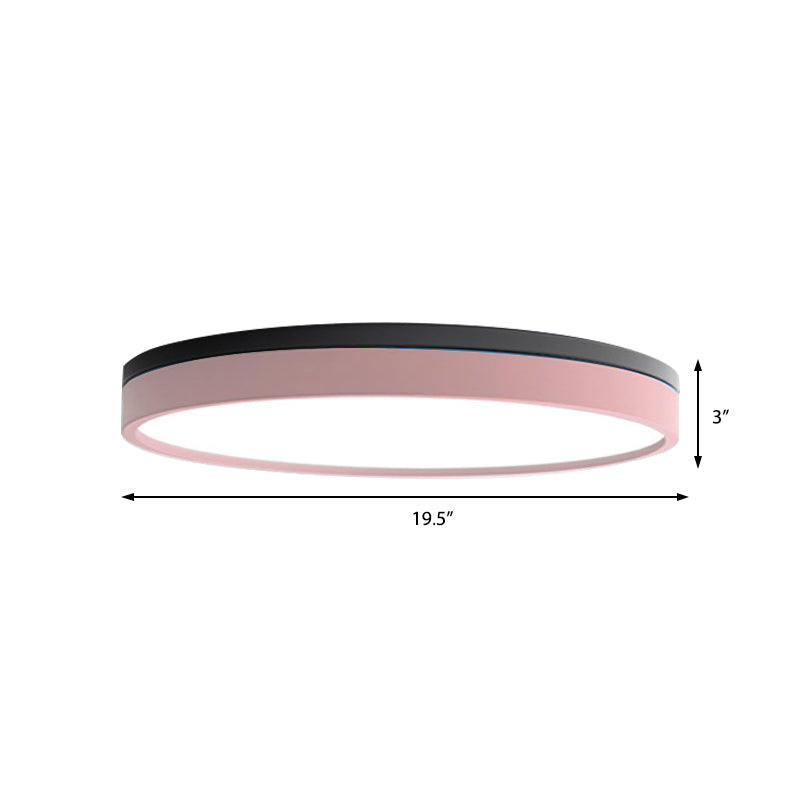 Nordic Tambour Iron Flush Mount 12/16/19.5 Inch Dia LED Ceiling Lighting Fixture in White Light, White/Pink/Yellow Clearhalo 'Ceiling Lights' 'Close To Ceiling Lights' 'Close to ceiling' 'Flush mount' Lighting' 379882