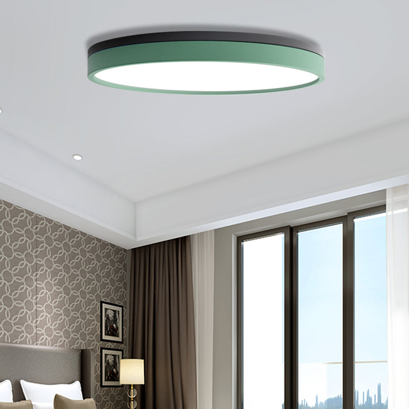 Nordic Tambour Iron Flush Mount 12/16/19.5 Inch Dia LED Ceiling Lighting Fixture in White Light, White/Pink/Yellow Green 23.5" White Clearhalo 'Ceiling Lights' 'Close To Ceiling Lights' 'Close to ceiling' 'Flush mount' Lighting' 379912