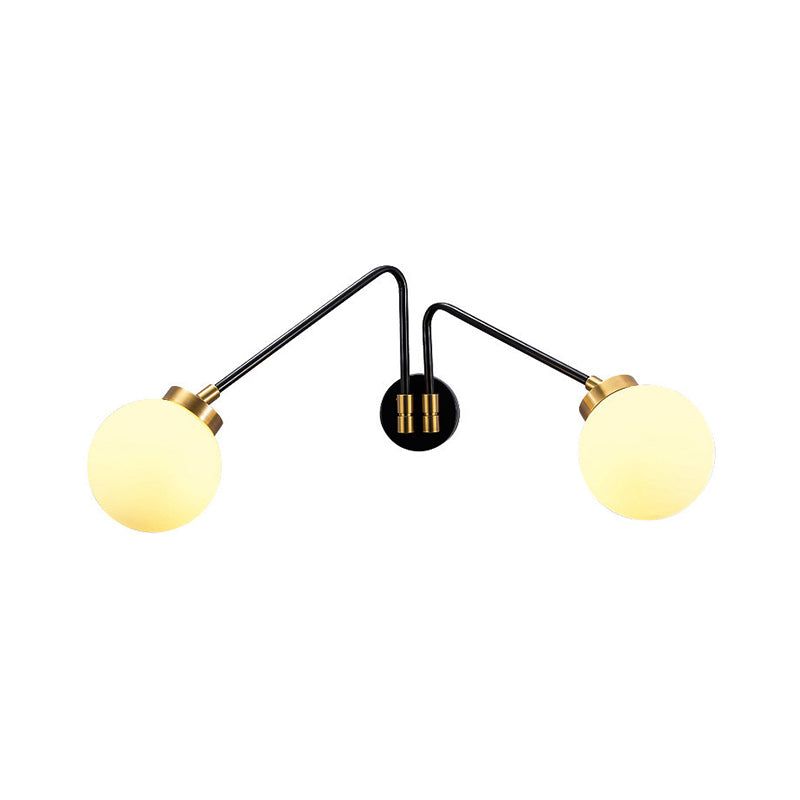 1/2 Lights Global Wall Mount Light Mid Century Modern Opal Glass Wall Sconce in Brass Clearhalo 'Cast Iron' 'Glass' 'Industrial' 'Modern wall lights' 'Modern' 'Tiffany' 'Traditional wall lights' 'Vanity Lights' 'Wall Lights' Lighting' 379948