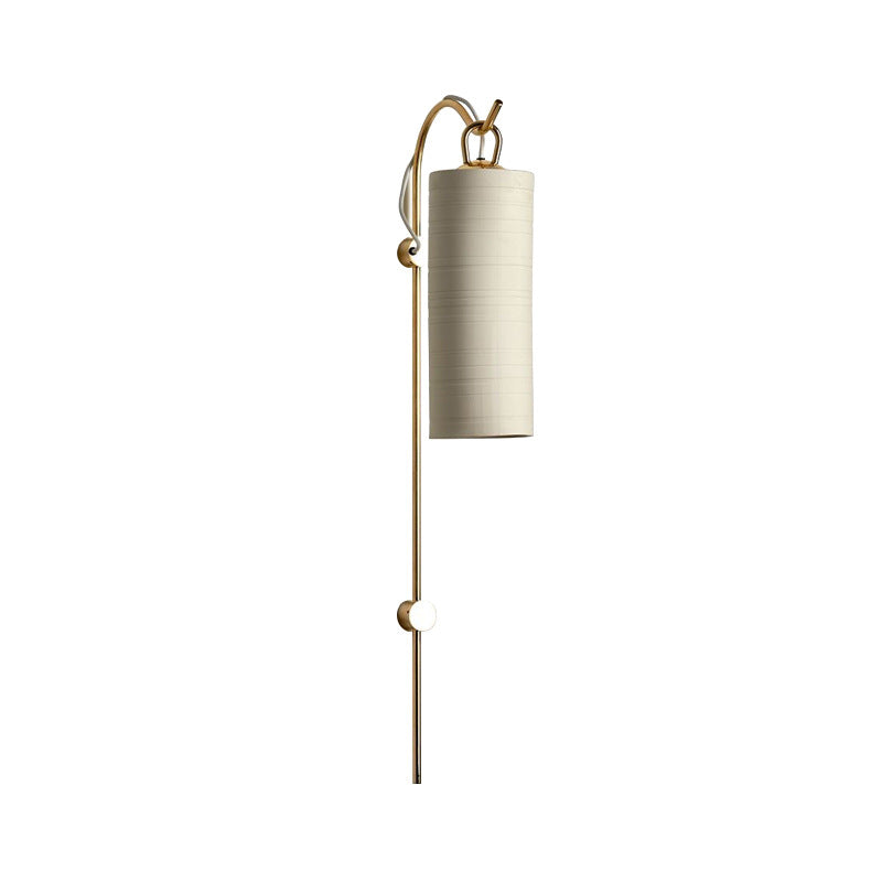 Modern Simple Tube Sconce Lighting Green/White Fabric Shade 1 Light Living Room Lighting in Black/Gold Clearhalo 'Modern wall lights' 'Modern' 'Vanity Lights' 'Wall Lights' Lighting' 379991