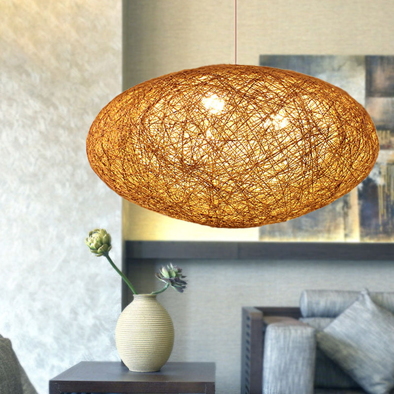 Handcrafted Pendant Chandelier Japanese Bamboo 3 Heads Suspended Lighting Fixture in Flaxen Flaxen Clearhalo 'Ceiling Lights' 'Chandeliers' Lighting' options 380014_3e8dd0ee-a12c-45de-8bac-9797fbe087eb