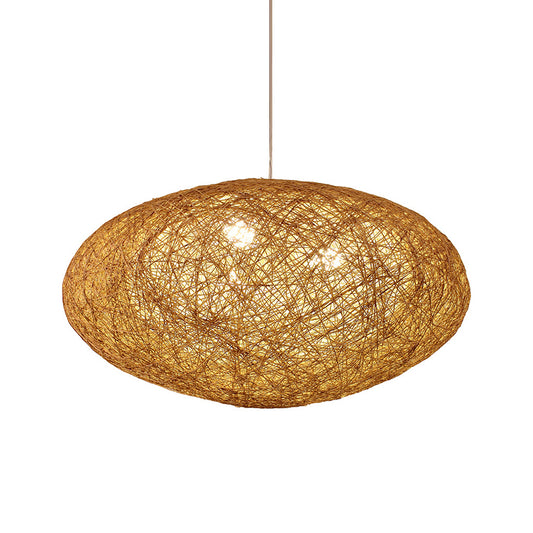 Handcrafted Pendant Chandelier Japanese Bamboo 3 Heads Suspended Lighting Fixture in Flaxen Clearhalo 'Ceiling Lights' 'Chandeliers' Lighting' options 380016