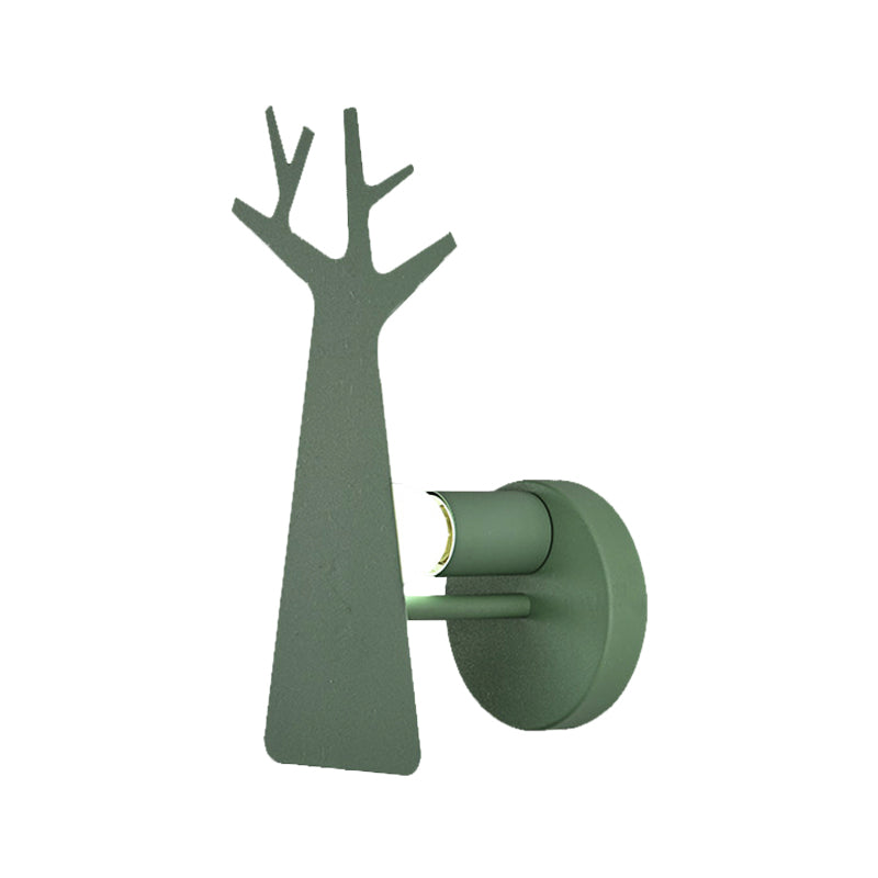 Green/Grey/White Tree Wall Mount Light Nordic Macaron 1 Light Metal Wall Lighting for Bedroom Clearhalo 'Cast Iron' 'Glass' 'Industrial' 'Modern wall lights' 'Modern' 'Tiffany' 'Traditional wall lights' 'Vanity Lights' 'Wall Lights' Lighting' 380021