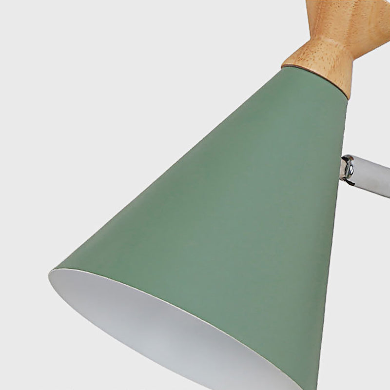 Metal Cone Shade Wall Light Nordic Style Rotatable 1 Light Bedside Reading Light in Blue/Green/Grey/White Clearhalo 'Cast Iron' 'Glass' 'Industrial' 'Modern wall lights' 'Modern' 'Tiffany' 'Traditional wall lights' 'Vanity Lights' 'Wall Lights' Lighting' 380055