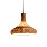 Bamboo Handcrafted Pendant Light Japanese 1 Bulb Suspended Lighting Fixture in Flaxen Clearhalo 'Ceiling Lights' 'Pendant Lights' 'Pendants' Lighting' 380099