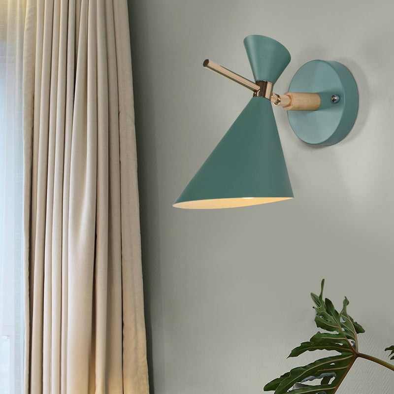 Angle Shade Wall Sconce Macaron Metal 1 Light Black/White/Pink/Yellow/Green Wall Sconce Light for Bedroom Clearhalo 'Cast Iron' 'Glass' 'Industrial' 'Modern wall lights' 'Modern' 'Tiffany' 'Traditional wall lights' 'Vanity Lights' 'Wall Lights' Lighting' 380113