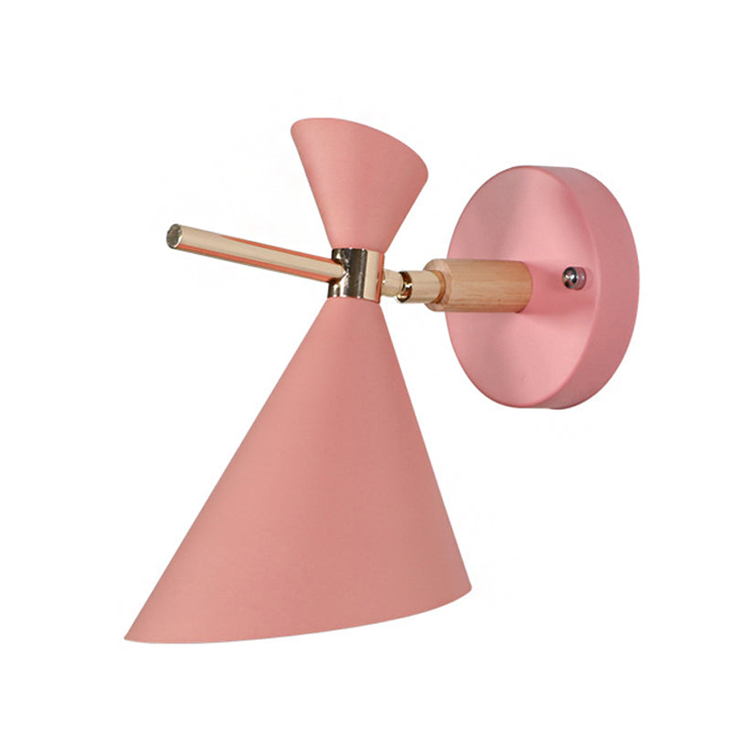 Angle Shade Wall Sconce Macaron Metal 1 Light Black/White/Pink/Yellow/Green Wall Sconce Light for Bedroom Clearhalo 'Cast Iron' 'Glass' 'Industrial' 'Modern wall lights' 'Modern' 'Tiffany' 'Traditional wall lights' 'Vanity Lights' 'Wall Lights' Lighting' 380124