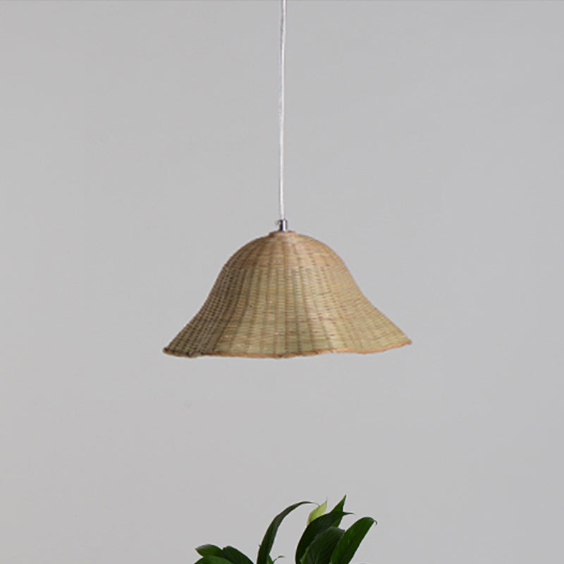 Hand-Worked Pendant Lighting Japanese Bamboo 1 Head Ceiling Suspension Lamp in Flaxen Clearhalo 'Ceiling Lights' 'Pendant Lights' 'Pendants' Lighting' 380127