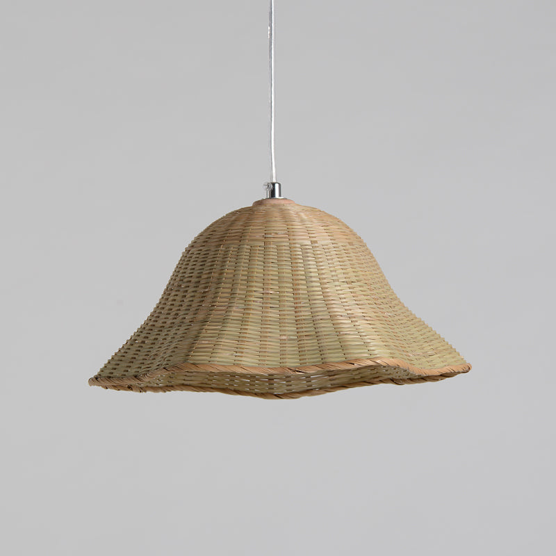 Hand-Worked Pendant Lighting Japanese Bamboo 1 Head Ceiling Suspension Lamp in Flaxen Clearhalo 'Ceiling Lights' 'Pendant Lights' 'Pendants' Lighting' 380130