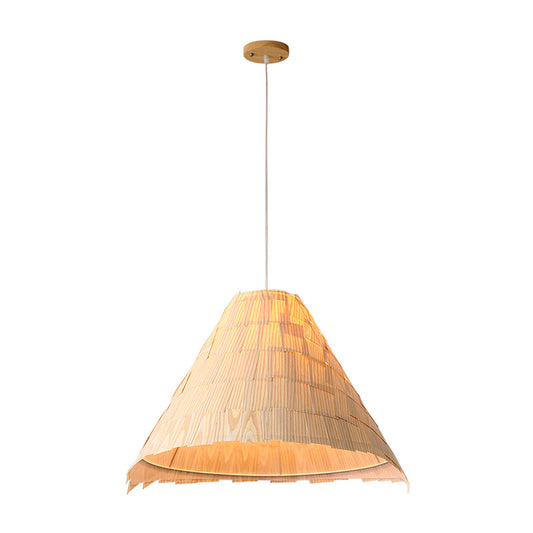 Wide Flare Pendant Lighting Japanese Wood 1 Head Ceiling Suspension Lamp in Beige Clearhalo 'Ceiling Lights' 'Pendant Lights' 'Pendants' Lighting' 380150