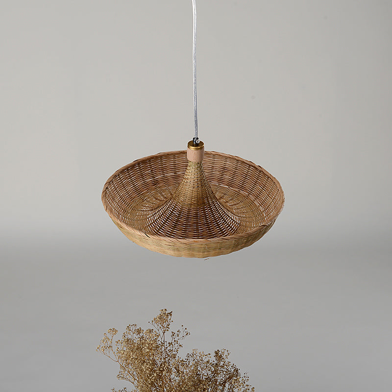 Japanese Hand-Worked Ceiling Light Bamboo 1 Head Suspended Lighting Fixture in Flaxen Flaxen Clearhalo 'Ceiling Lights' 'Pendant Lights' 'Pendants' Lighting' 380170_744e8a2b-edb4-4490-9b24-746fa02f84c0