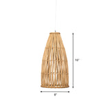 Basket Hanging Lamp Chinese Bamboo 1 Bulb Khaki Ceiling Pendant Light for Dining Room Clearhalo 'Ceiling Lights' 'Pendant Lights' 'Pendants' Lighting' 380179