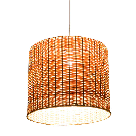 1 Head Cylindrical Pendant Lighting Chinese Bamboo Ceiling Suspension Lamp in Flaxen Clearhalo 'Ceiling Lights' 'Pendant Lights' 'Pendants' Lighting' 380204