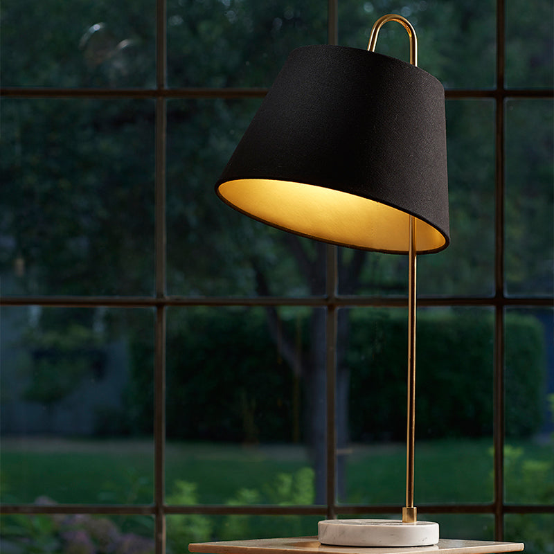 1 Head Living Room Table Light Modernism Black Desk Lamp with Conical Fabric Shade Clearhalo 'Lamps' 'Table Lamps' Lighting' 380212