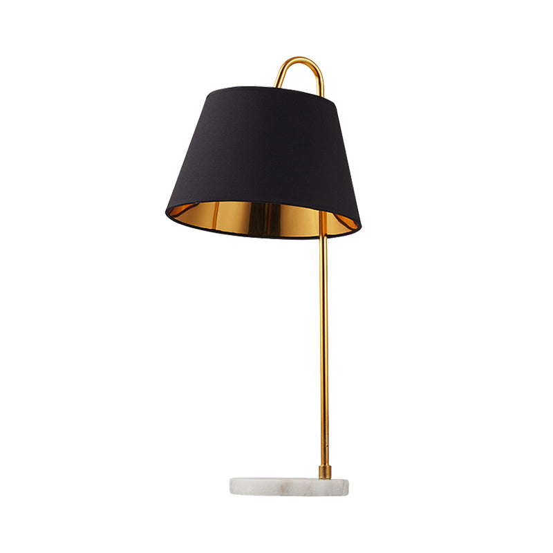 1 Head Living Room Table Light Modernism Black Desk Lamp with Conical Fabric Shade Clearhalo 'Lamps' 'Table Lamps' Lighting' 380213