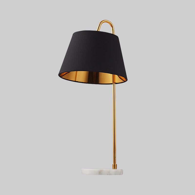 1 Head Living Room Table Light Modernism Black Desk Lamp with Conical Fabric Shade Clearhalo 'Lamps' 'Table Lamps' Lighting' 380214