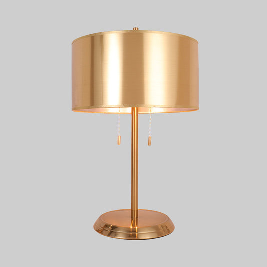 Gold Drum Desk Light Modernism 1 Head Fabric Task Lighting with Round Metal Base Clearhalo 'Lamps' 'Table Lamps' Lighting' 380229