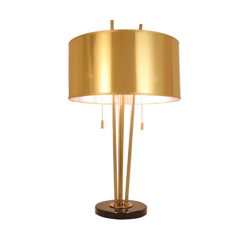 Straight Sided Shade Nightstand Lamp Contemporary Fabric 1 Head Task Lighting in Gold Clearhalo 'Lamps' 'Table Lamps' Lighting' 380248