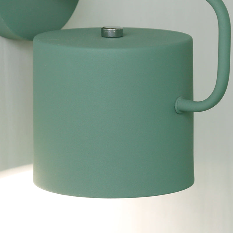 5" W Cylindrical Wall Mounted Light Contemporary Metal 1 Bulb Gray/White/Green Wall Light Sconce over Table Clearhalo 'Cast Iron' 'Glass' 'Industrial' 'Modern wall lights' 'Modern' 'Tiffany' 'Traditional wall lights' 'Vanity Lights' 'Wall Lights' Lighting' 380294