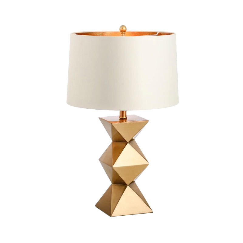 Drum Fabric Table Lamp Contemporary 1 Head White Reading Book Light for Bedroom Clearhalo 'Lamps' 'Table Lamps' Lighting' 380302